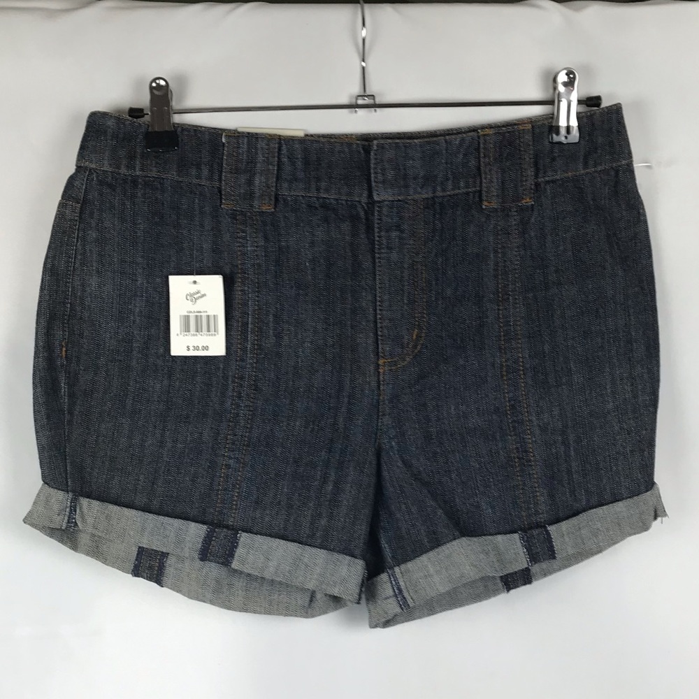 NWT Classic Denim Women‎ Size 9/10 Cuffed 32" Waist Hook Zip Denim Jean Shorts